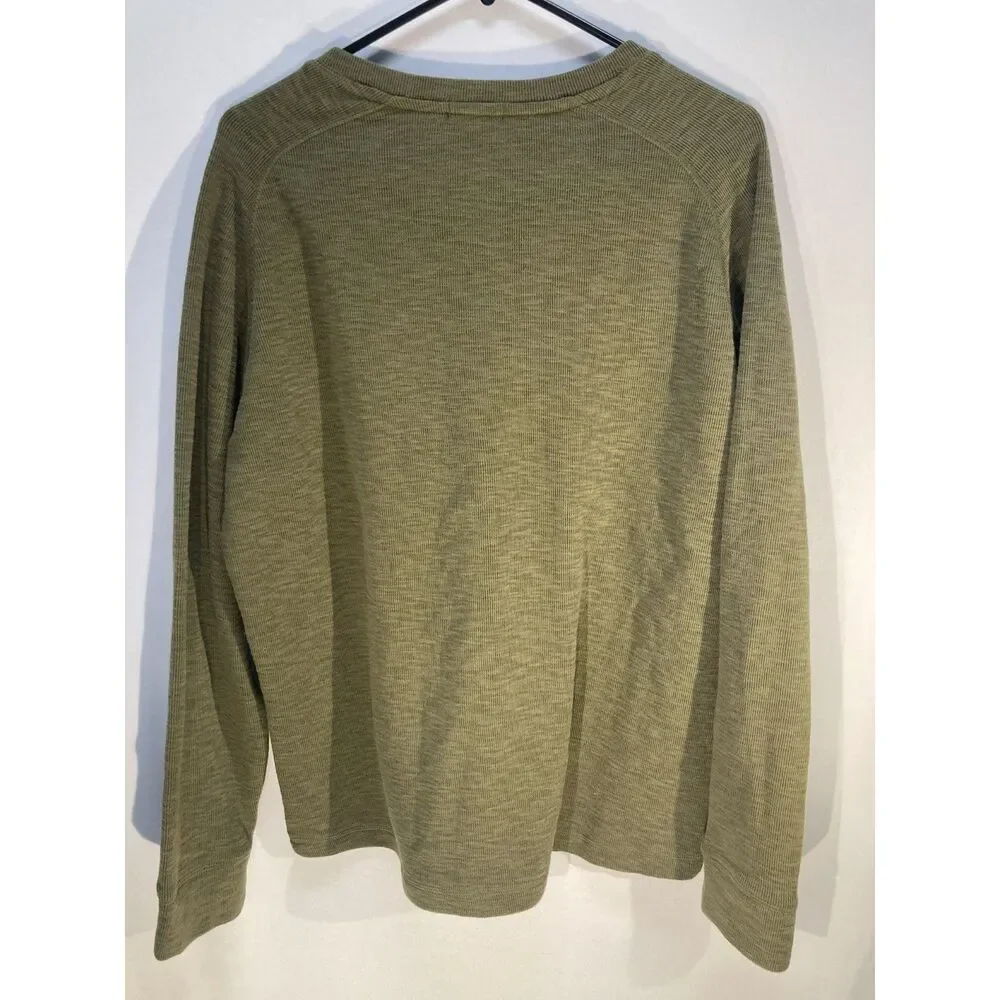 Banana Republic Men's Double Knit Long Sleeve Crewneck Shirt L Olive Green